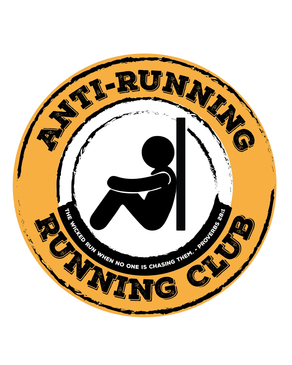 Anti-Running Running Club badge logo in orange and black